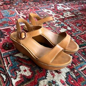 Camper wedge platform leather sandals ankle strap size 38 eur 8 women’s